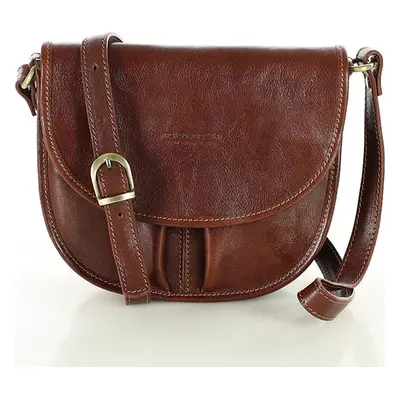 MARCO MAZZINI Hnědá kožená crossbody kabelka s klopou (L256c)