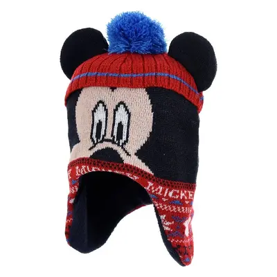 Černo-červená zimní čepice ve tvaru Mickey Mouse