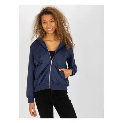 Tmavě modrá prošívaná bomber mikina RV-BL-8226.11X-dark blue