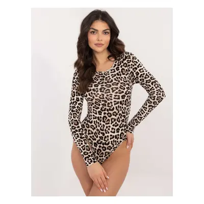 Dámské body s leopardím vzorem CLM-BO-1309.26-black-beige