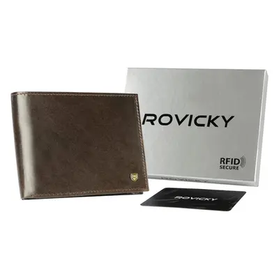 Elegantní hnědá pánská kožená peněženka s RFID systémem Rovicky L227 N01-RVT-3173