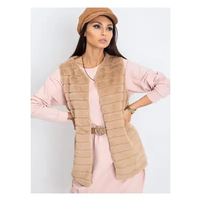 Dámská béžová chlupatá vesta TW-KZ-2114.09P-beige