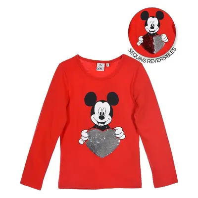 MICKEY MOUSE DÍVČÍ ČERVENÉ TRIČKO S OBOUSTRANNÝMI FLITRY