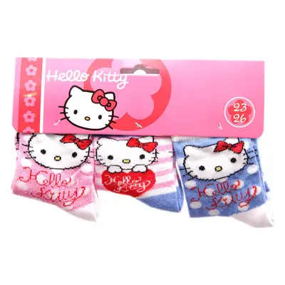 Růžovo-modré ponožky Hello Kitty - trojbalení