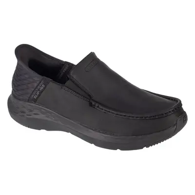 Černé kožené slip-on tenisky Skechers Parson - Oswin 204866-BBK