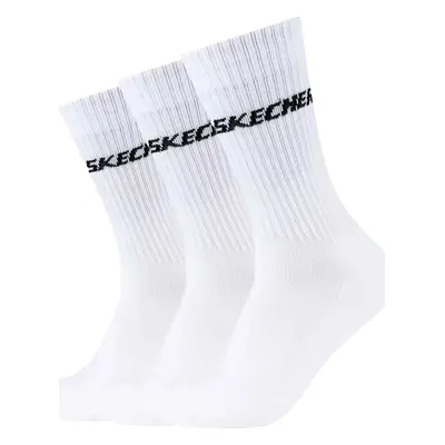 BÍLÉ PÁNSKÉ TENISOVÉ PONOŽKY SKECHERS 3PK TENNIS CUSHIONED LONG SOCKS SK41109-1000