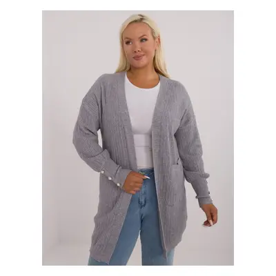 Šedý dámský kardigan s dlouhými rukávy PM-SW-PM-3726.99-grey