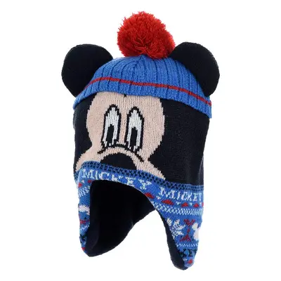 Modro-černá zimní čepice ve tvaru Mickey Mouse