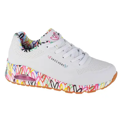 Bílé tenisky s barevnou platformou Skechers Uno-Loving Love 155506-WHT