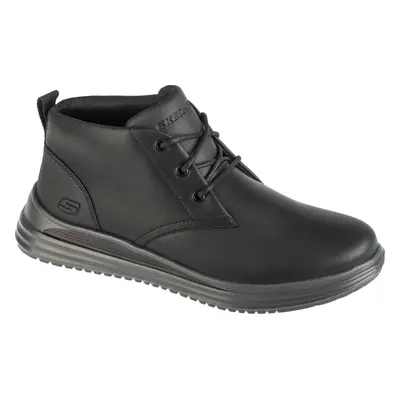 ČERNÉ PÁNSKÉ KOŽENÉ KOTNÍKOVÉ BOTY SKECHERS PROVEN - YERMO 204670-BLK