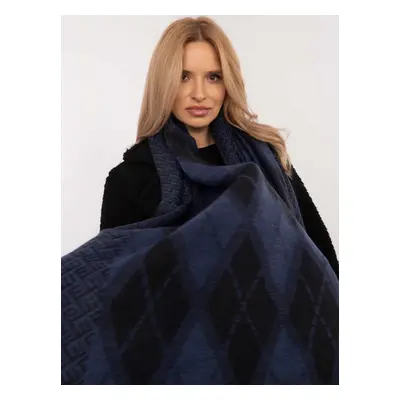 Tmavě modrý dámský šátek se vzory AT-CH-12301.82P-black-dark blue