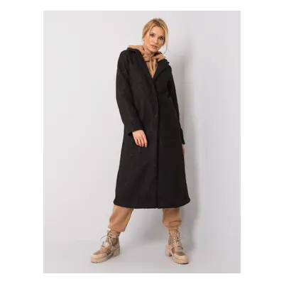 Černý dlouhý dámský kabát Teddy coat 217-PL-23335.87black