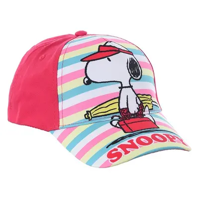 Tmavě růžová kšiltovka s barevnými pruhy Snoopy