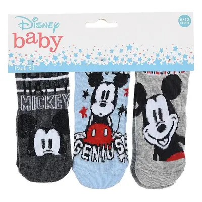 Set tří párů ponožek Mickey Mouse - tmavě šedá/modrá/světle šedá