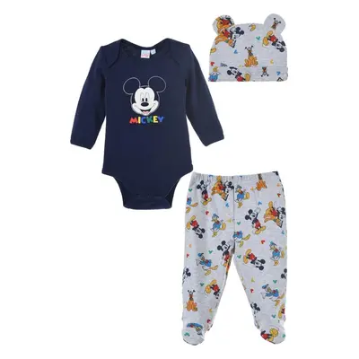 MODRO-ŠEDÝ SET MICKEY - BODY, KALHOTY, ČEPIČKA