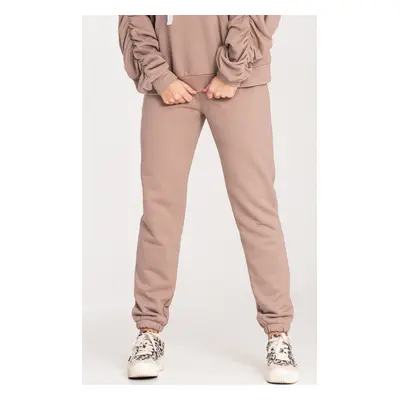 Béžové bavlněné sportovní tepláky M1056 Beige