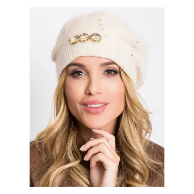 ZDOBENÝ DÁMSKÝ SVĚTLE-BÉŽOVÝ BARET AT-CZ-14050.42-LIGHT BEIGE