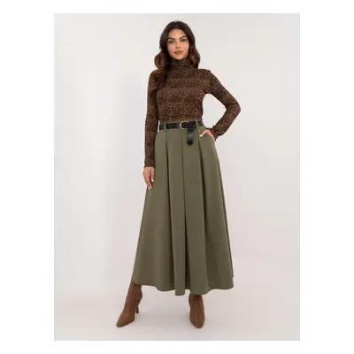 Khaki dlouhá sukně s elegantním páskem DHJ-SD-19720.83-khaki