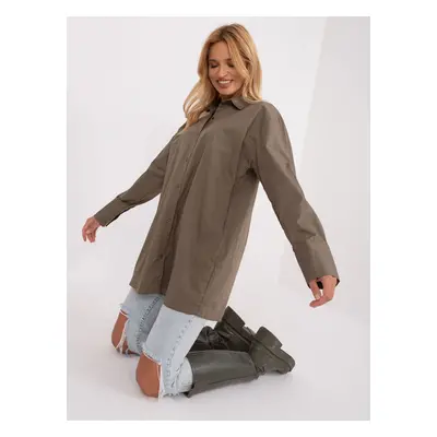 Khaki prodloužená košile -BA-KS-0378.60-khaki