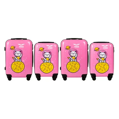 Růžová sada dětských kufrů Astronaut PC-KD01, Wings 2S+2XS case set, ASTRONAUT Pink