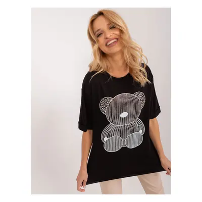 Černé oversize tričko potiskem medvídka PM-TS-4575.30-black