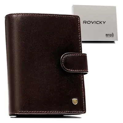 Rovicky Tmavě hnědá kožená pánská peněženka s RFID L262 N104L-RVT