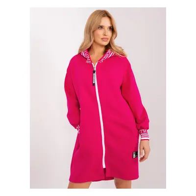 Tmavě růžová dlouhá mikina na zip -RV-BL-9225.96P-fuchsia