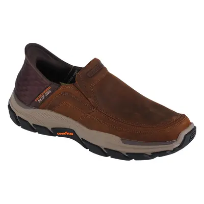 Tmavě hnědé pánské kožené tenisky Skechers Slip-Ins Respected - Elgin 204810-CDB