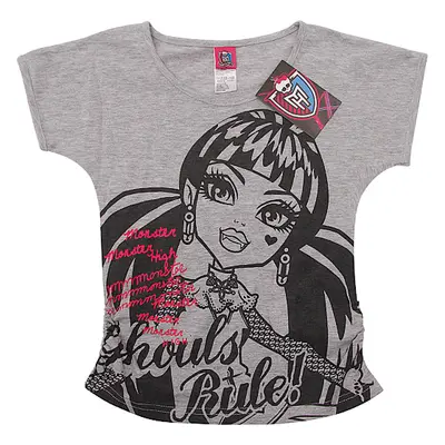 Šedé dívčí tričko Monster High s krátkým rukávem