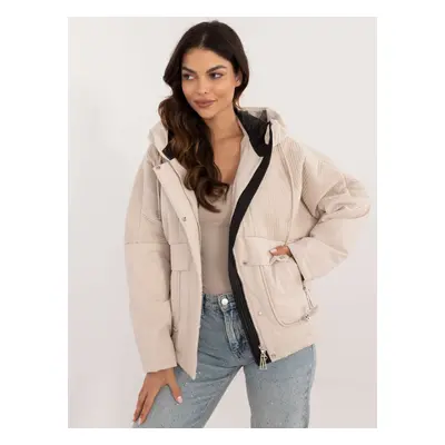 Světle béžová dámská přechodová bunda na zip MBM-KR-AJ218.42-light beige