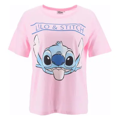 Světle růžové dámské tričko krátkým rukávem Stitch