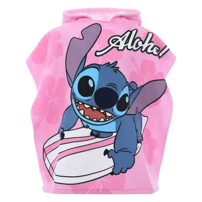 Růžové dívčí plážové pončo Disney Stitch