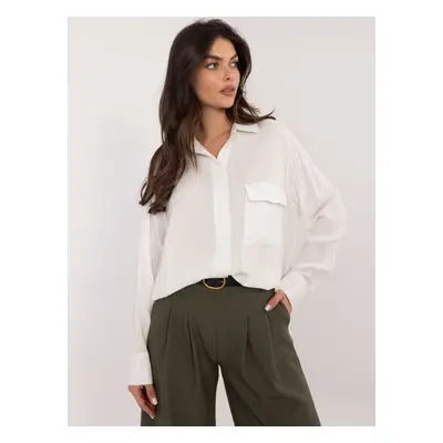 Bílá dámská oversize asymetrická košile LK-KS-509785.39-white