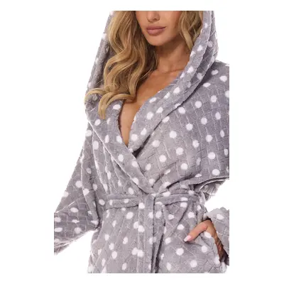 Šedý dámský župan s puntíky L&L Dots 2405 Dots S-XL