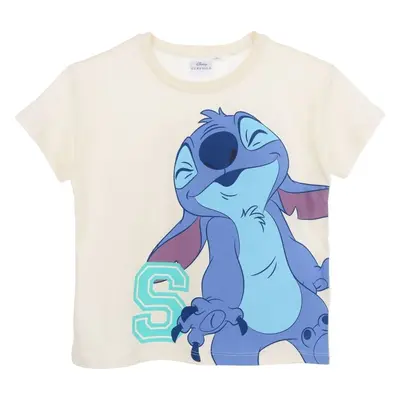 Smetanové dívčí bavlněné tričko Stitch