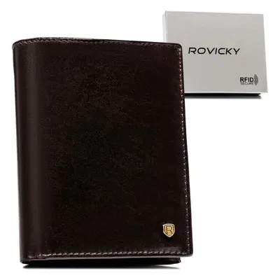 Rovicky Tmavě hnědá pánská kožená peněženka s RFID L259 N104-RVT