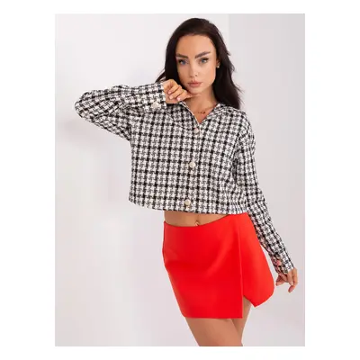 Černo-bílá károvaná crop košile LK-KR-509432.27-black-white