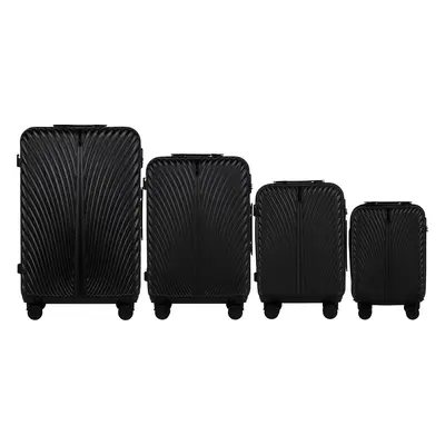 Černá 4dílná sada skořepinových kufrů SWAN SN120-4, Set of 4 suitcases (L,M,S,XS) Wings ABS+, BL