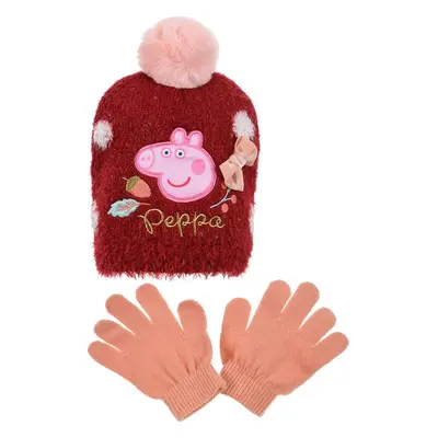 Peppa Pig Hebký set čepice a rukavic - vínová