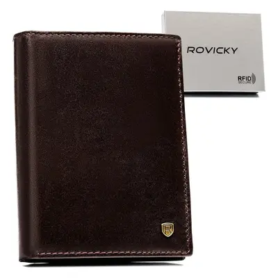 Rovicky Tmavě hnědá pánská kožená peněženka s RFID L263 D1072-RVT