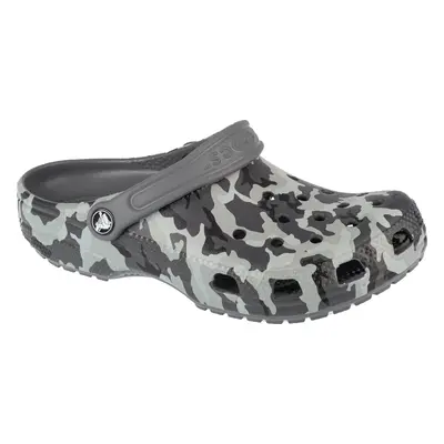 Šedé maskáčové chlapecké nazouváky Crocs Classic Spray Camo Kids Clog 207594-097