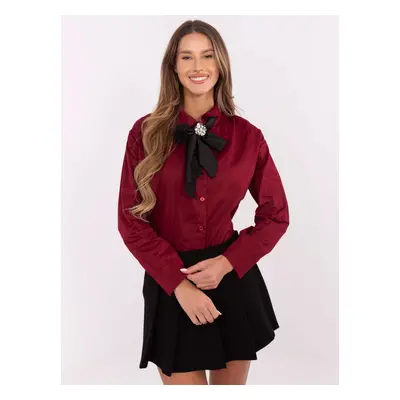 Vínová dámská elegantní košile s ozdobným šátkem DHJ-KS-9236.92P-bordo