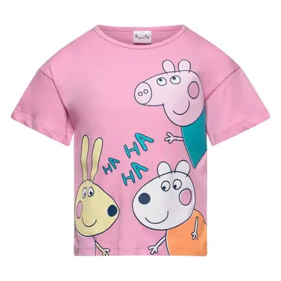 Růžové dívčí tričko s krátkým rukávem Peppa Pig