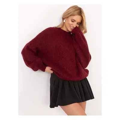 Vínový dámský oversize svetr TW-SW-BI-3565.69-bordo