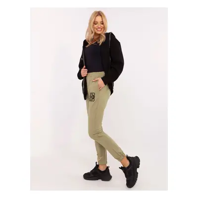 Khaki dámské bavlněné tepláky s kapsami RV-DR-A220.99-khaki