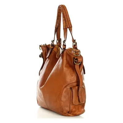 MARCO MAZZINI Camel kožená shopper kabelka v145b