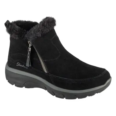 Černé dámské kotníkové semišové boty Skechers Easy Going - Cool Zip! 167862-BLK