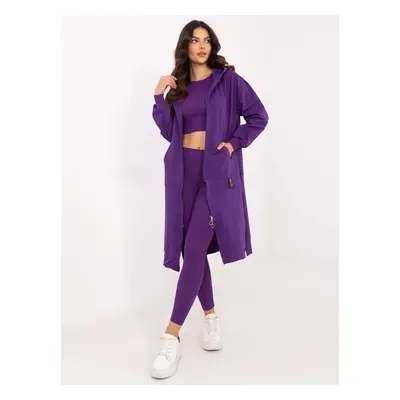 Fialová dámská třídílná souprava s mikinou na zip EM-KMPL-851.86P-purple