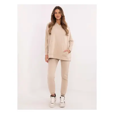 Béžová dámská tepláková souprava s oversize mikinou EM-KMPL-861.48-beige