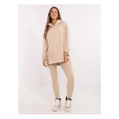 Béžová dámská souprava s žebrovanými legínami EM-KMPL-858.79P-beige